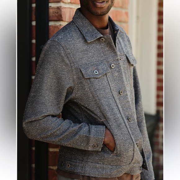 Flint and Tinder men’s gray donegal trucker jacket size Large - Picture 2 of 8